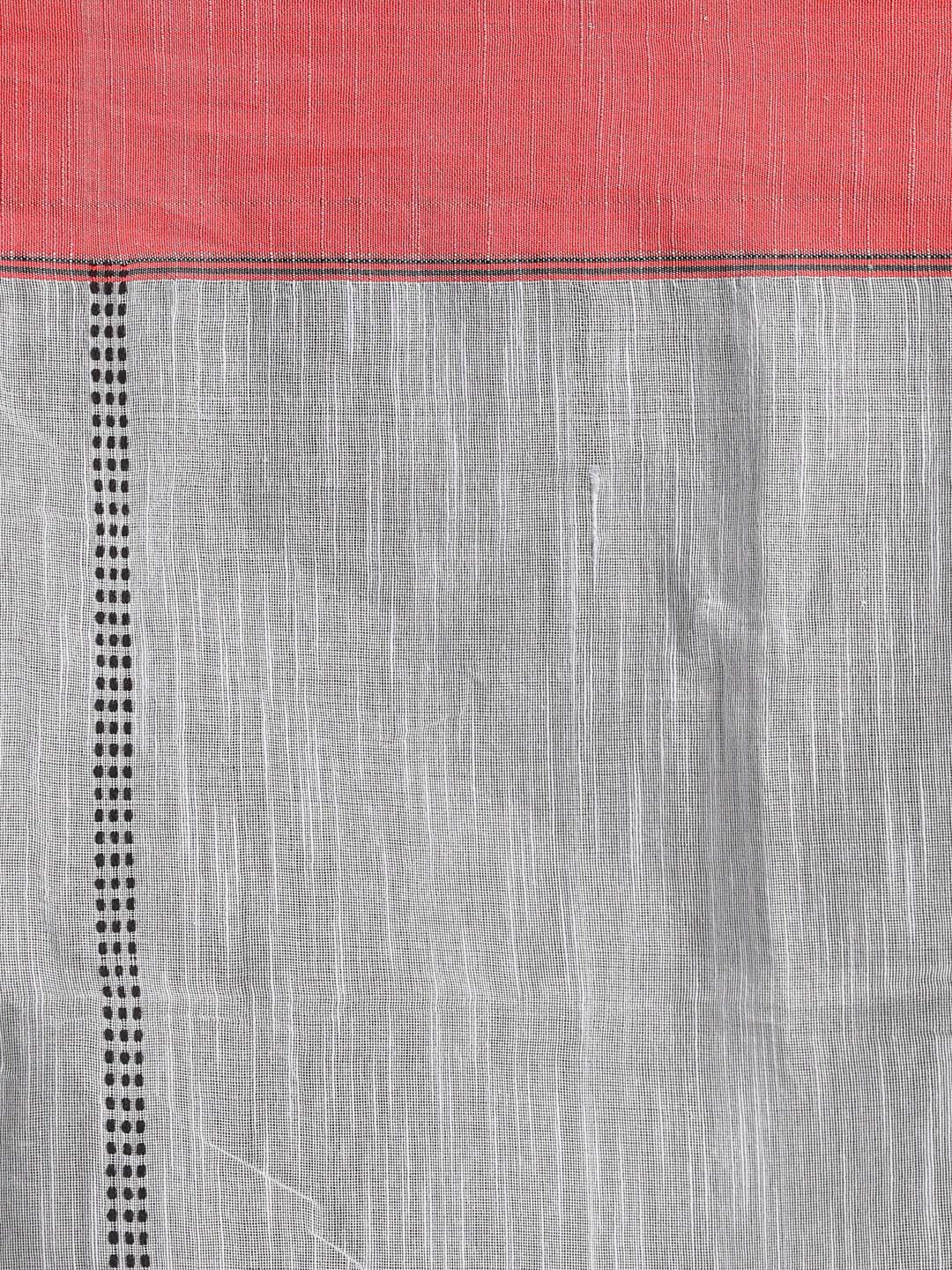 Indethnic Silver Bengal Handloom Cotton Blend Work Saree - Saree Detail View