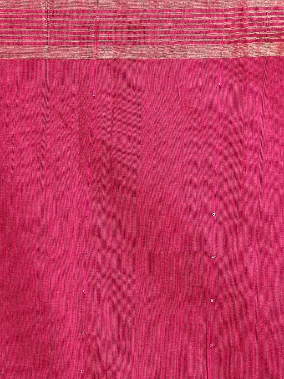 Indethnic Pink Bengal Handloom Cotton Blend Party Saree - Saree Detail View