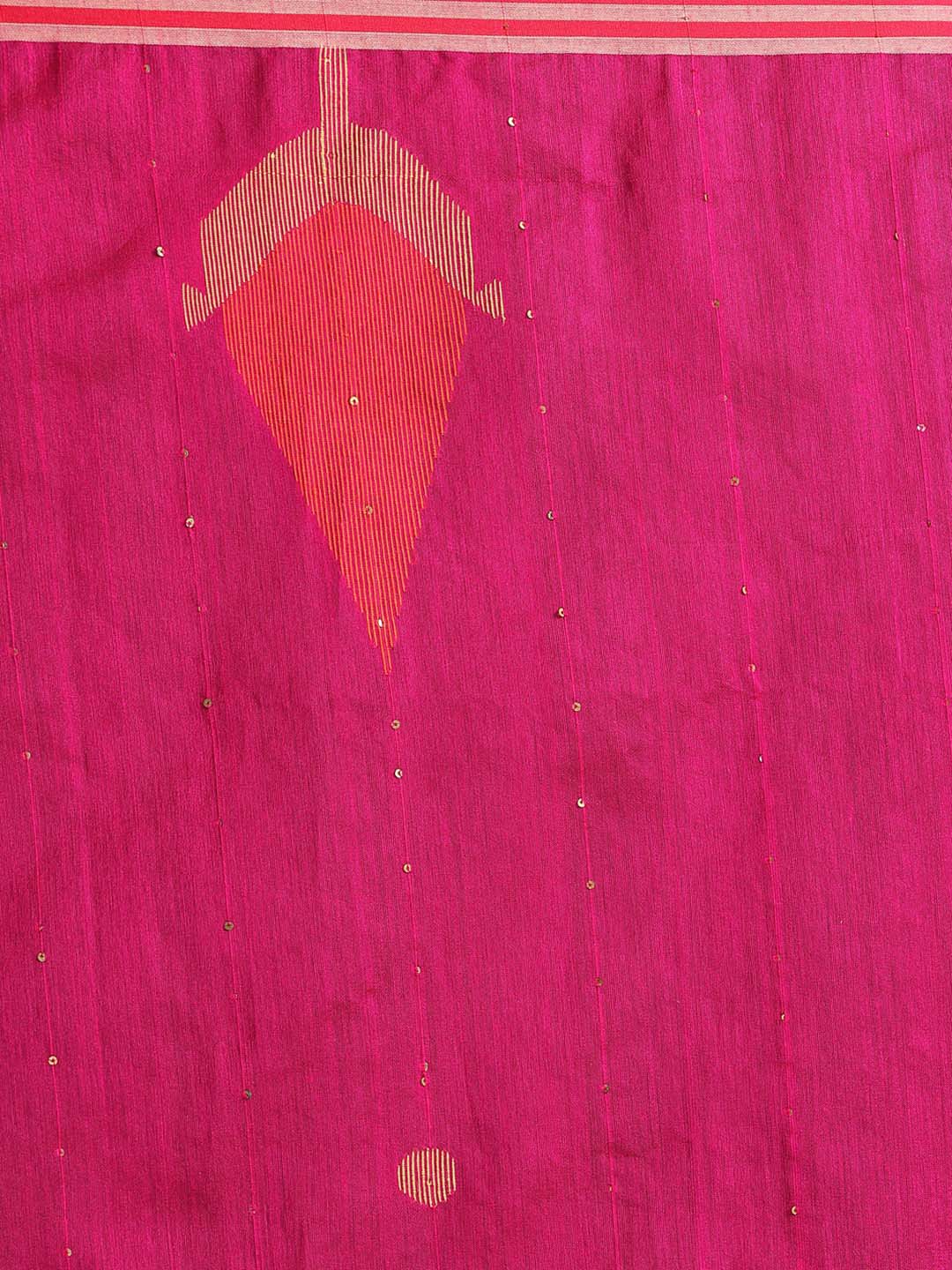 Indethnic Pink Bengal Handloom Cotton Blend Work Saree - Saree Detail View