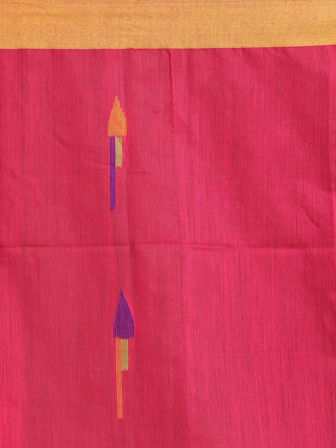 Indethnic Pink Bengal Handloom Cotton Blend Work Saree - Saree Detail View