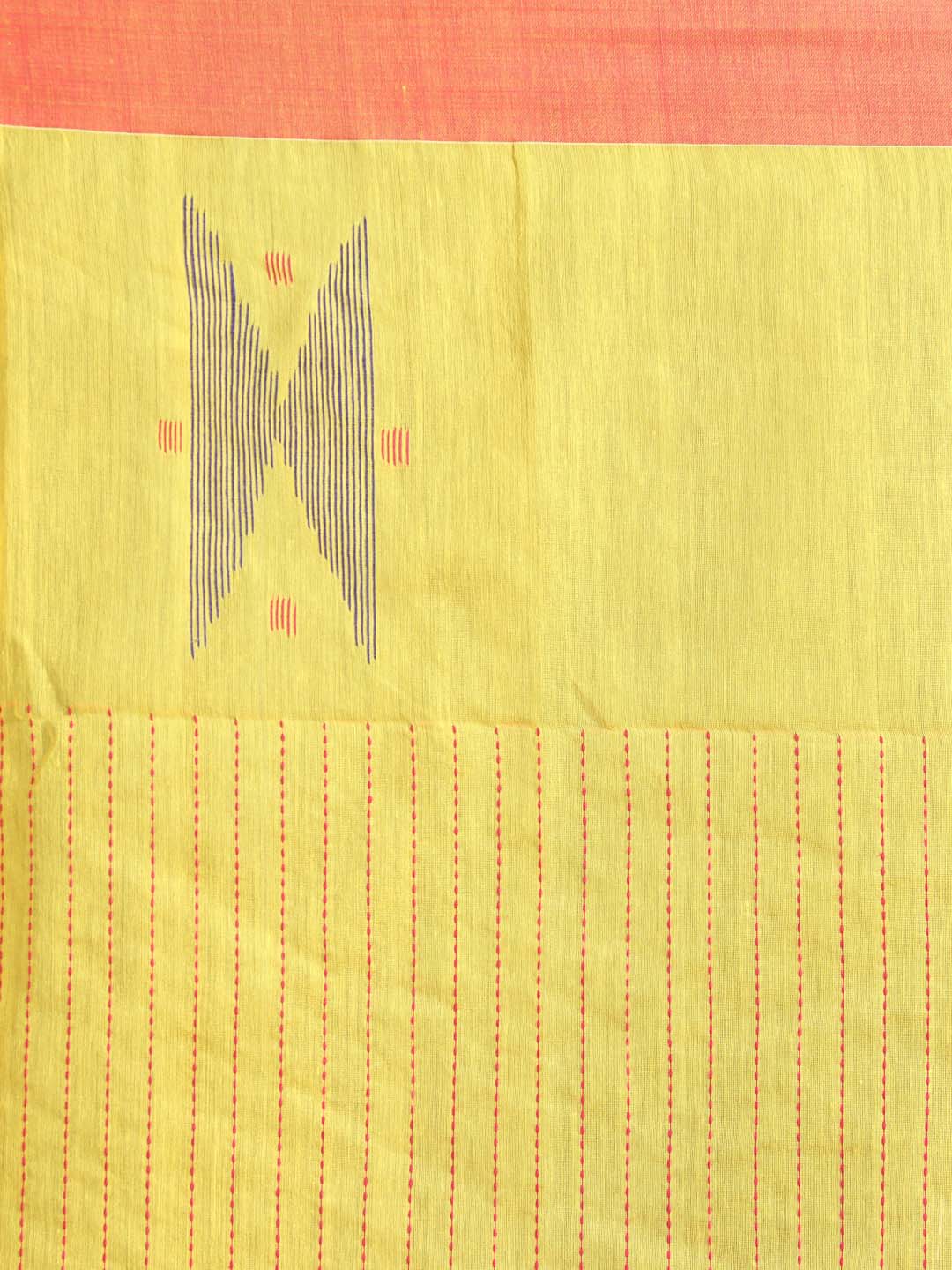 Indethnic Yellow Bengal Handloom Cotton Blend Work Saree - Saree Detail View