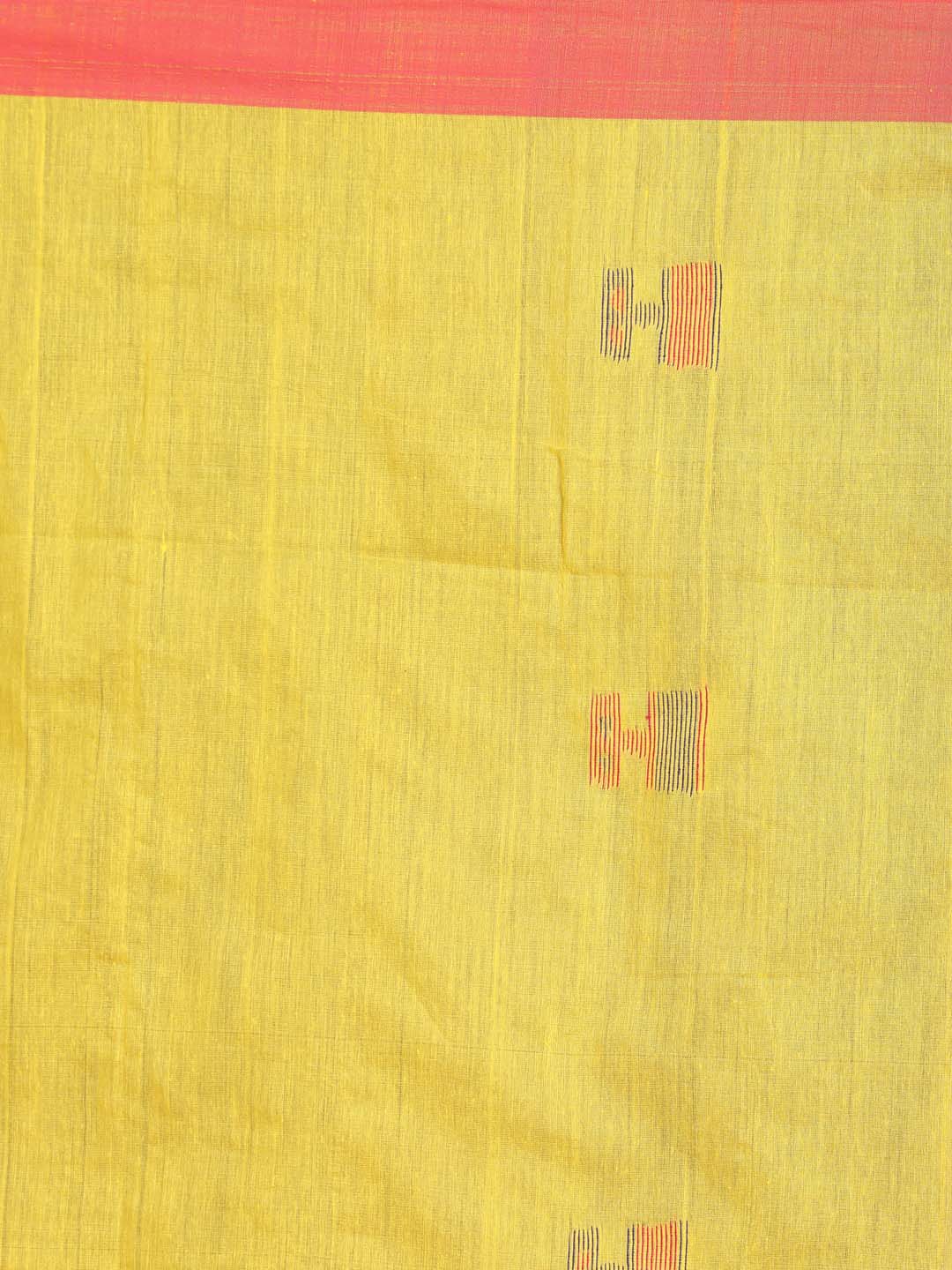 Indethnic Yellow Bengal Handloom Cotton Blend Work Saree - Saree Detail View