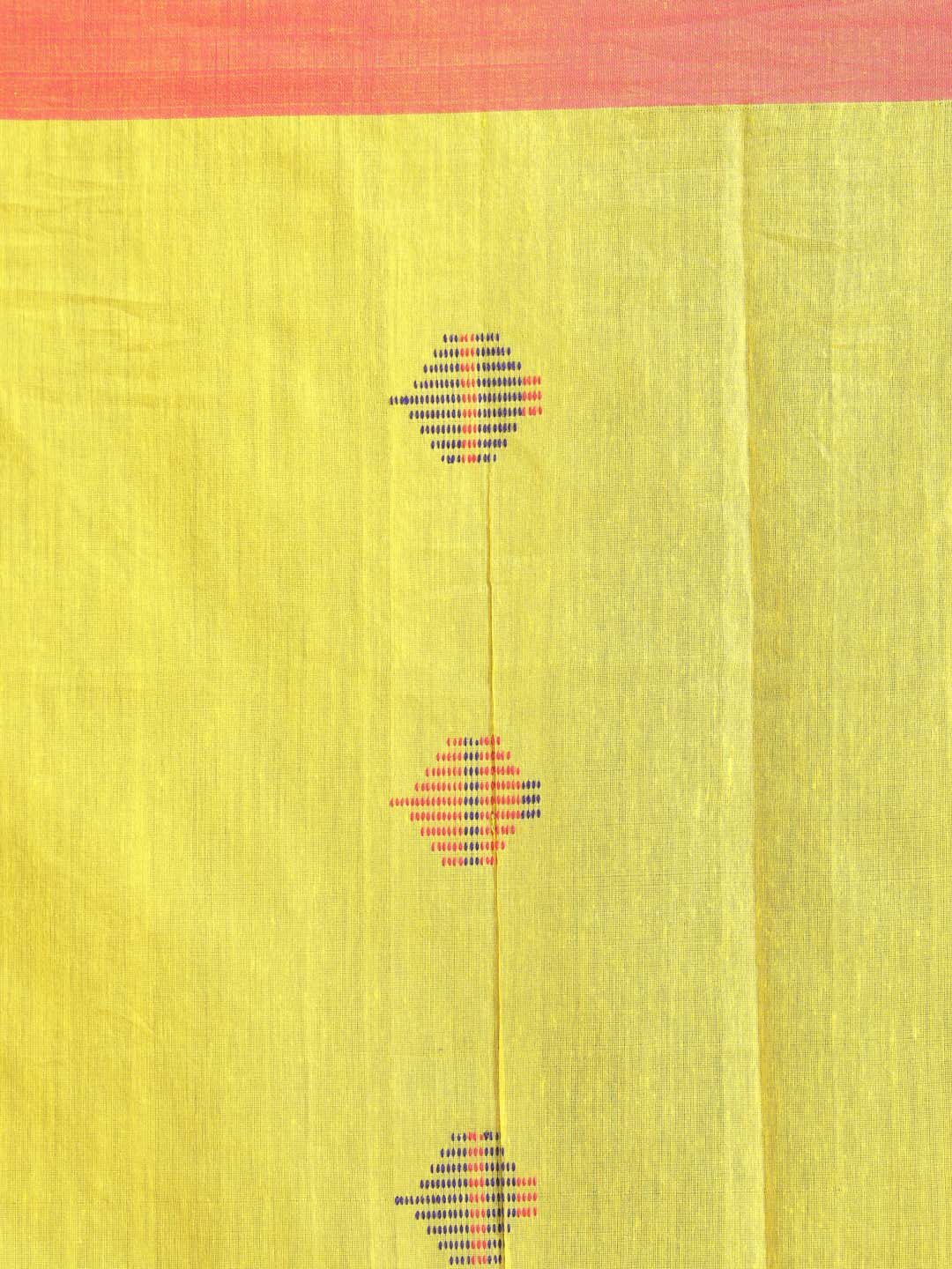 Indethnic Yellow Bengal Handloom Cotton Blend Work Saree - Saree Detail View