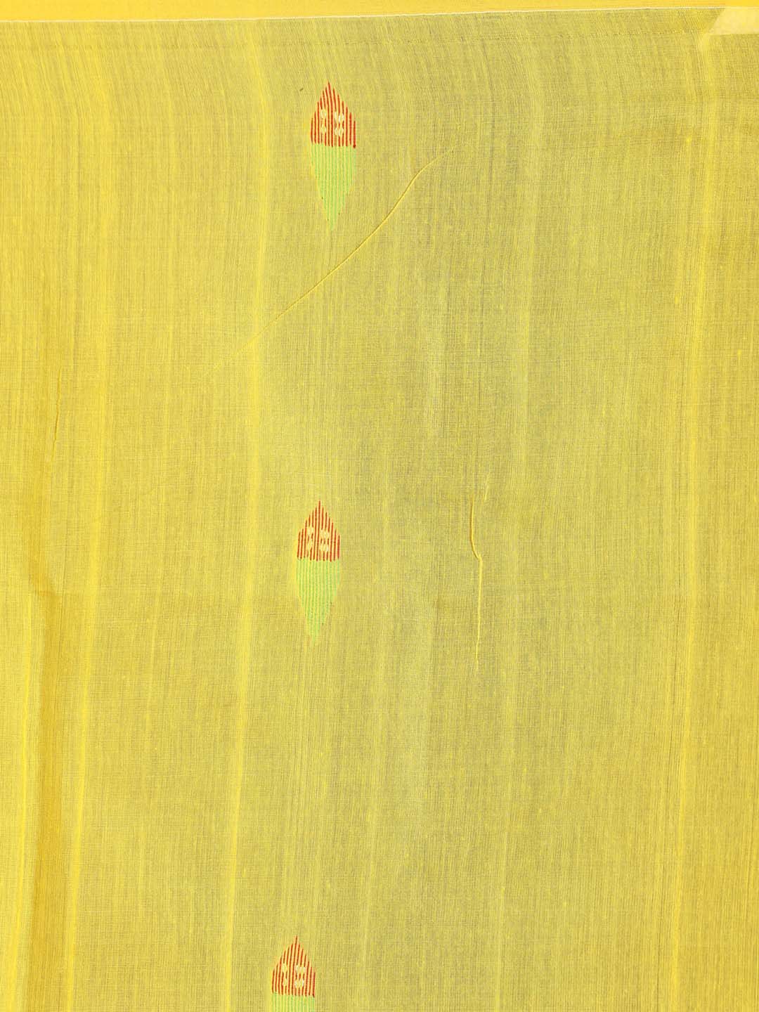 Indethnic Yellow Bengal Handloom Cotton Blend Work Saree - Saree Detail View