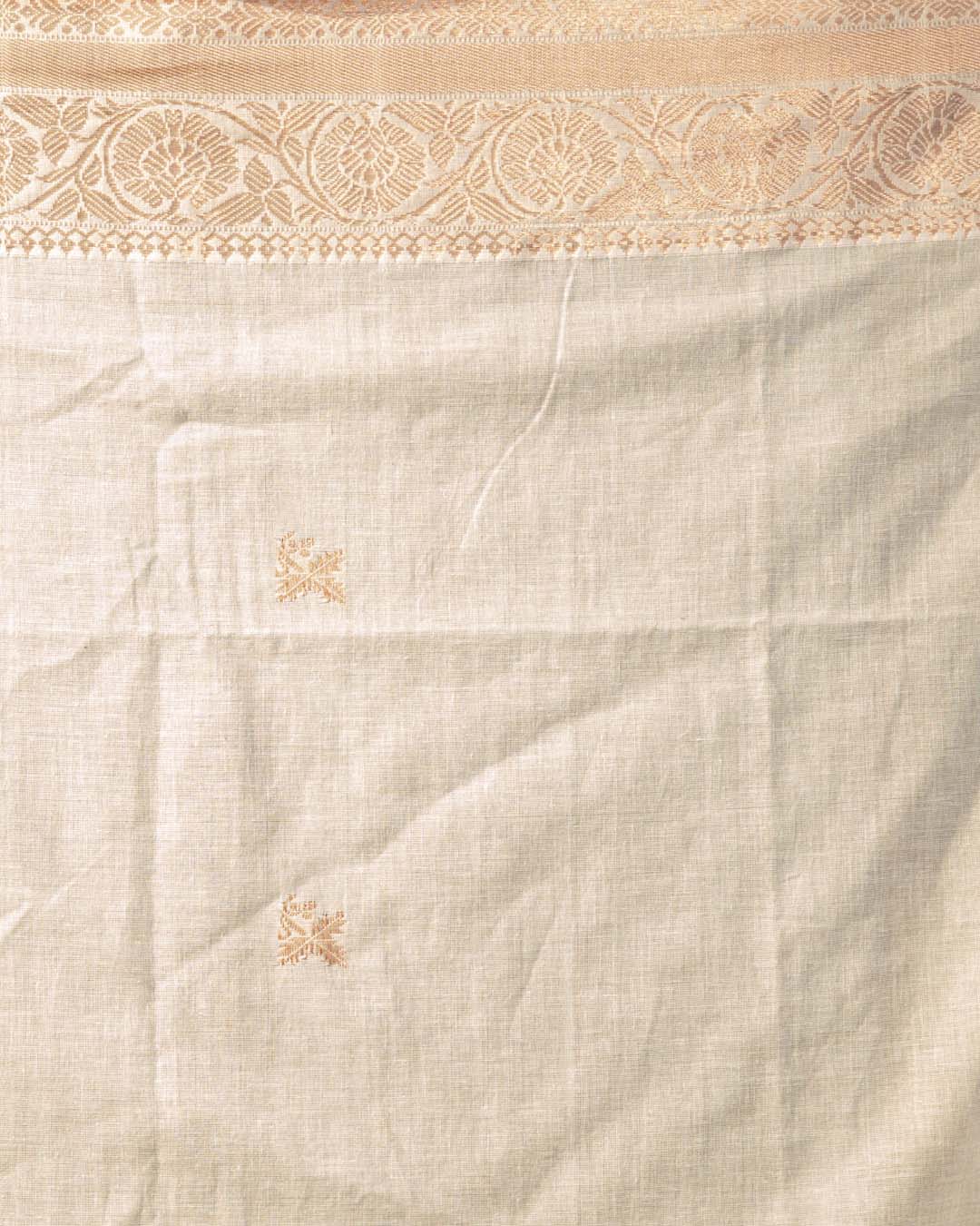 Indethnic White Woven Design Traditional Wear - Saree Detail View