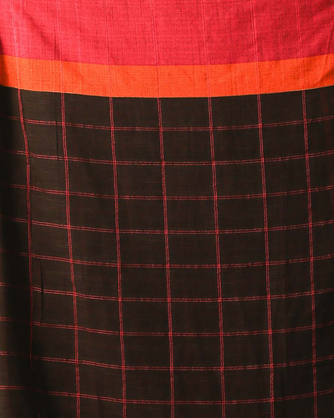 Indethnic Black Checked Daily Wear - Saree Detail View