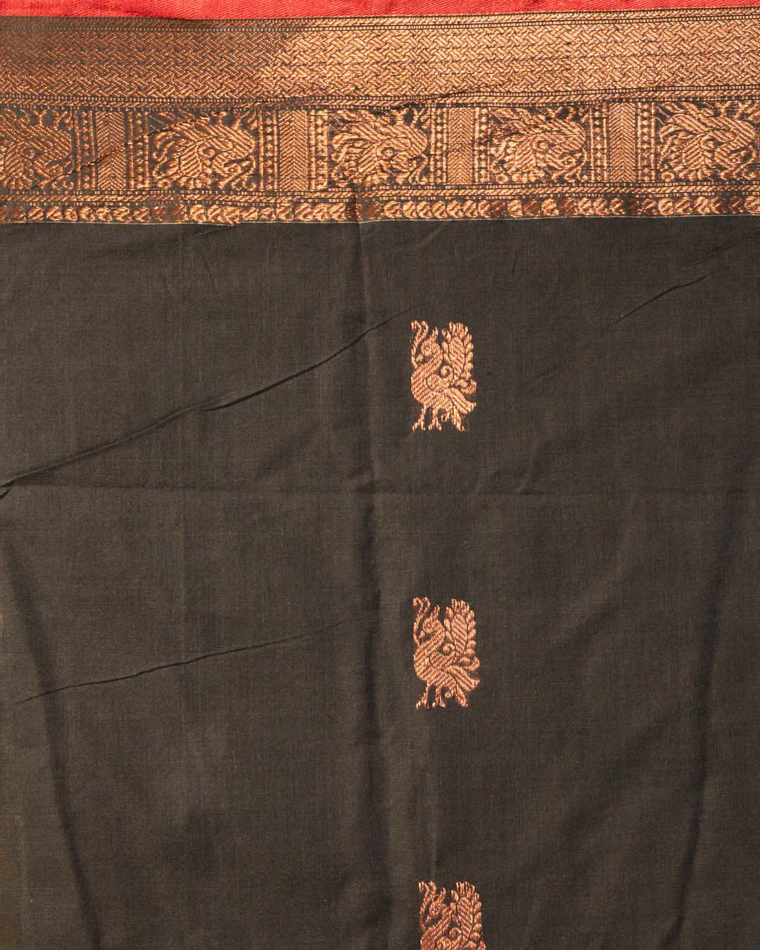 Indethnic Black Woven Design Traditional Wear - Saree Detail View