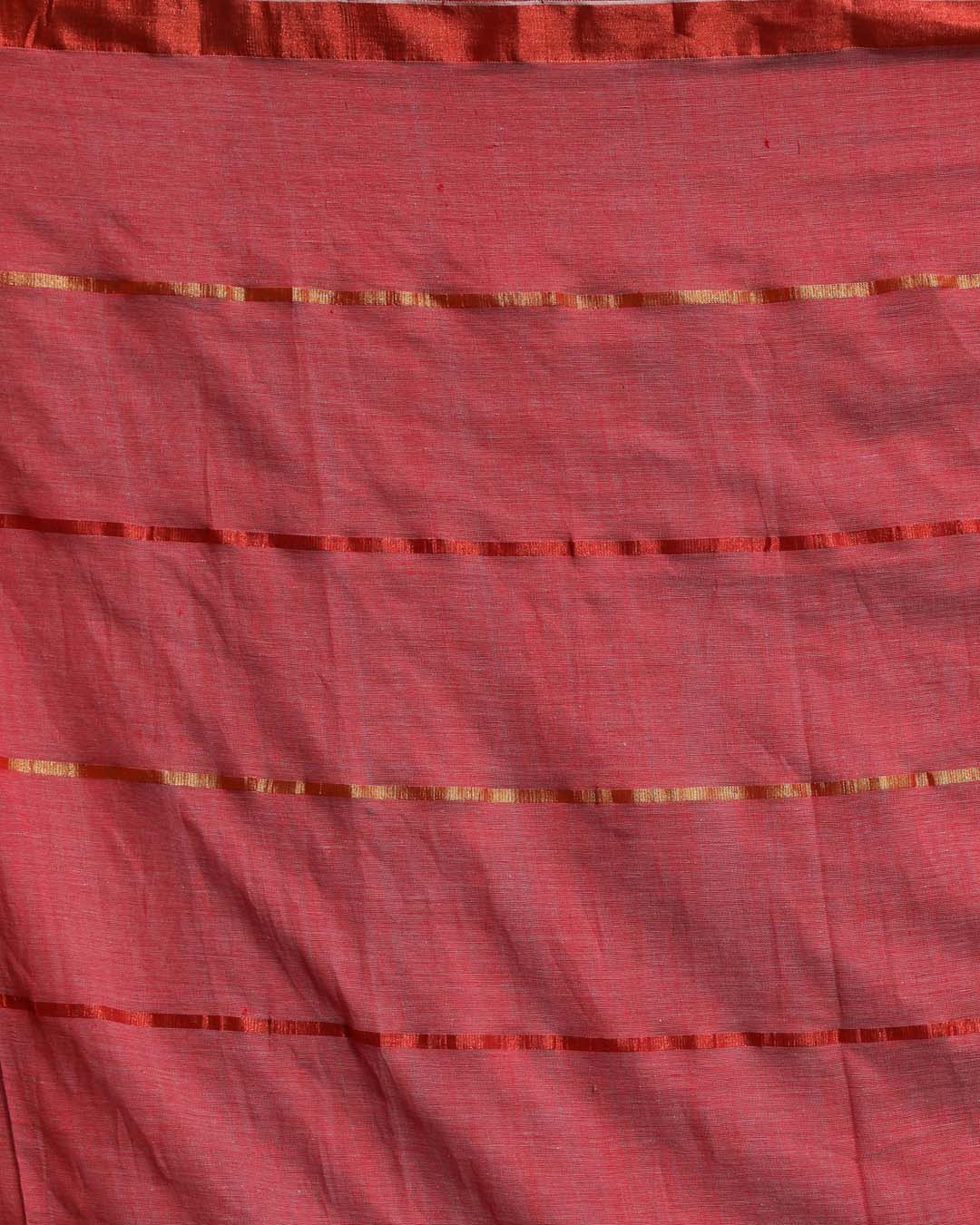 Indethnic Red Color Blocked Party Wear - Saree Detail View