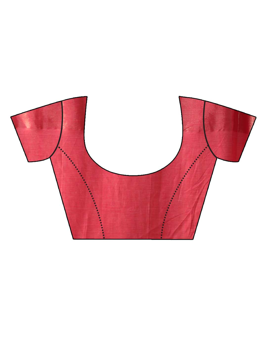 Indethnic Red Color Blocked Party Wear - Blouse Piece View