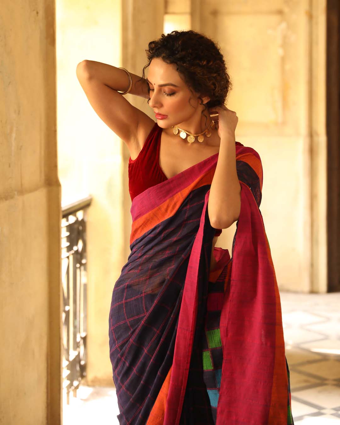 MIDNIGHT ELEGANCE  (BENGAL HANDLOOM 100% PURE COTTON SAREE)