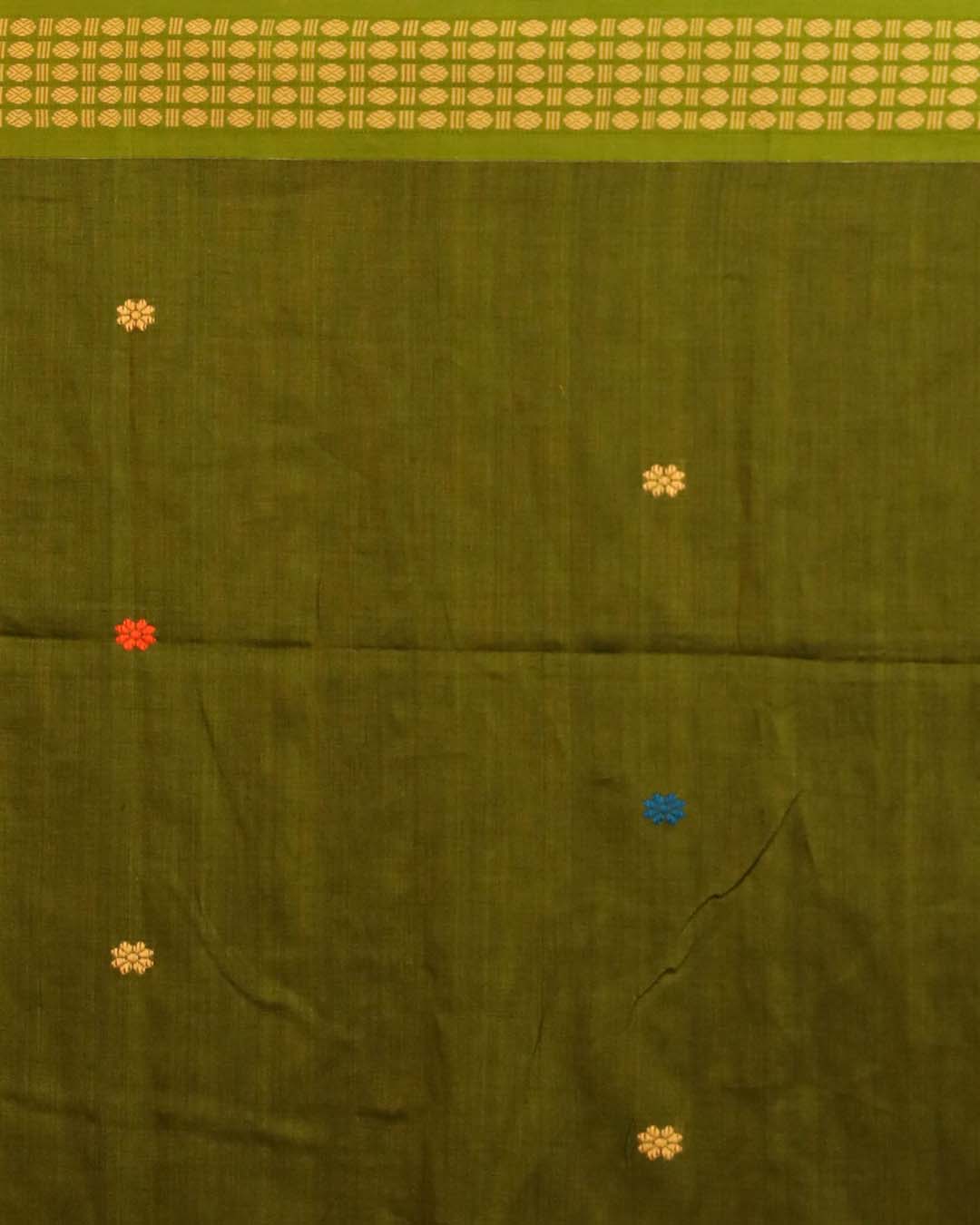 Indethnic Green Woven Design Traditional Wear - Saree Detail View