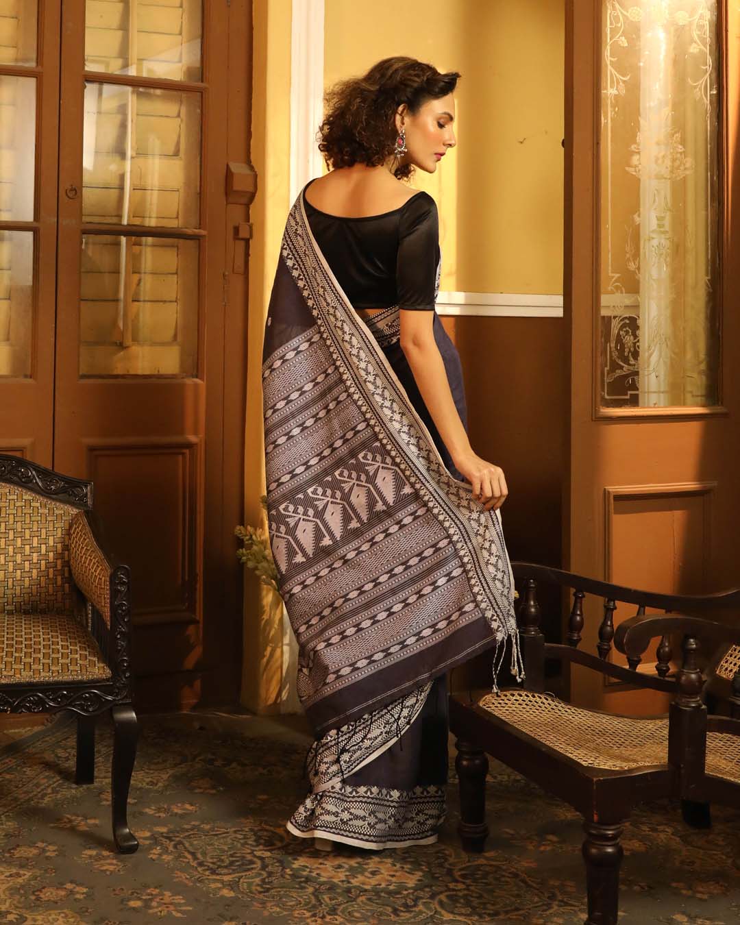 Grey Woven Design Traditional Wear