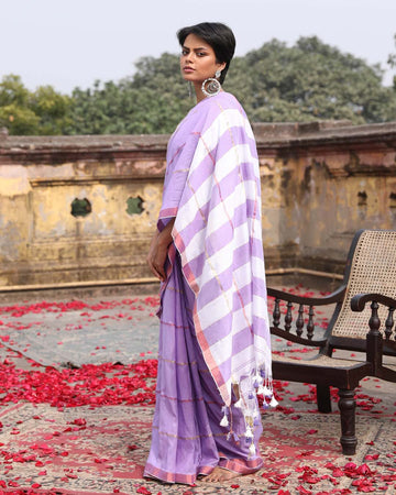 VIOLET DREAM (BENGAL HANDLOOM 100% PURE COTTON SAREE)