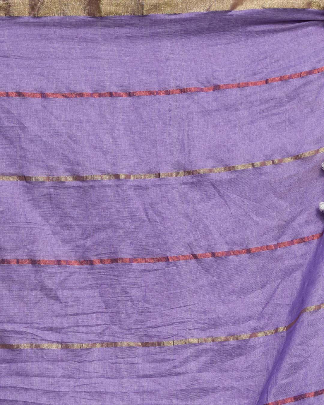 Indethnic Purple Color Blocked Party Wear - Saree Detail View