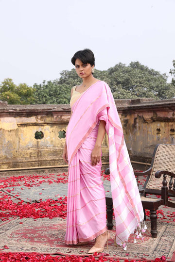 BLUSH HORIZON (BENGAL HANDLOOM 100% PURE COTTON SAREE)