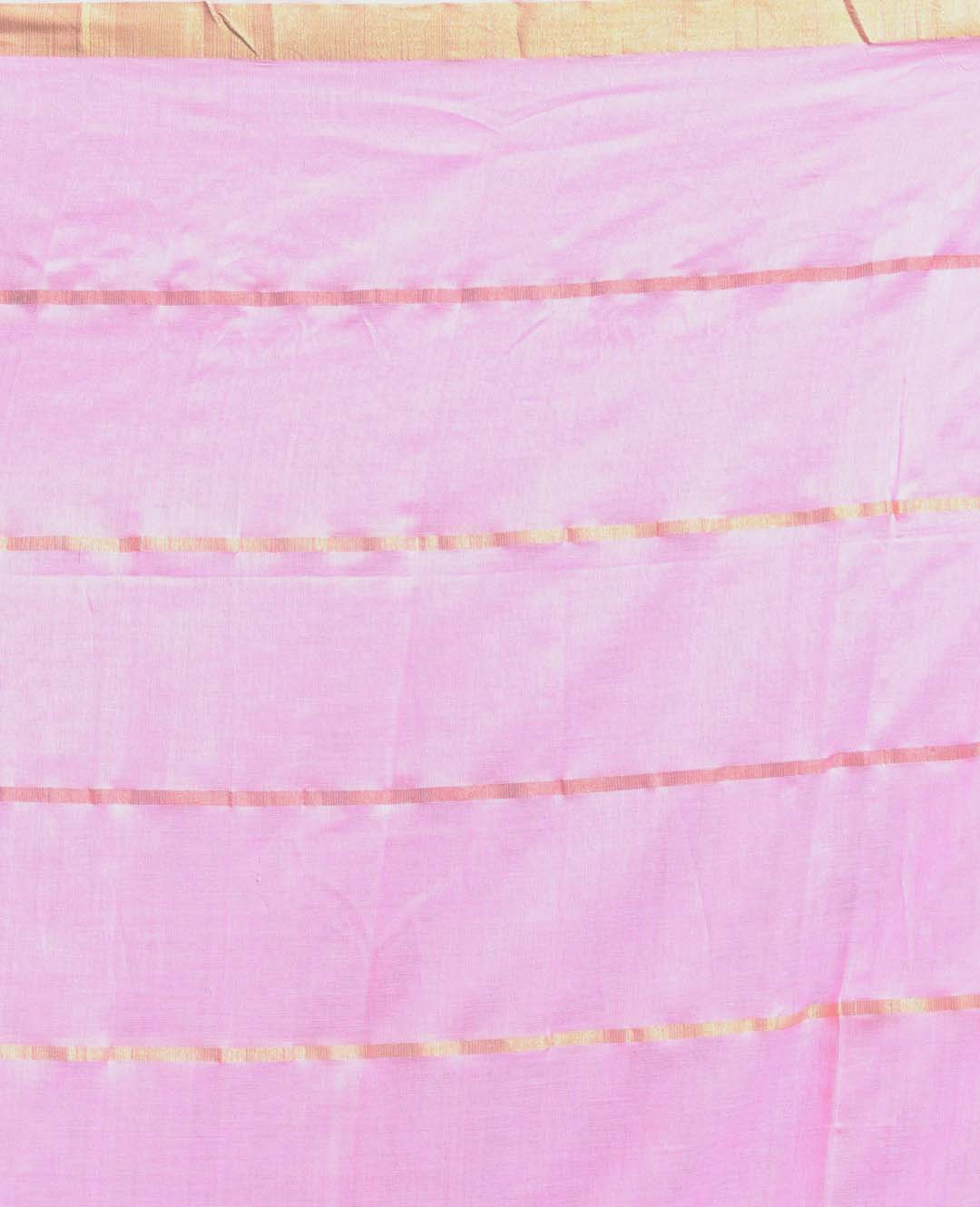 Indethnic Pink Color Blocked Party Wear - Saree Detail View