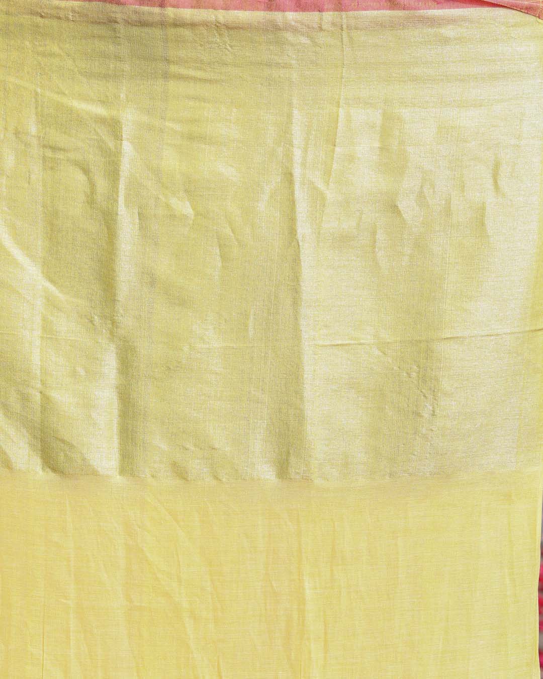 Indethnic Yellow Color Blocked Party Wear - Saree Detail View