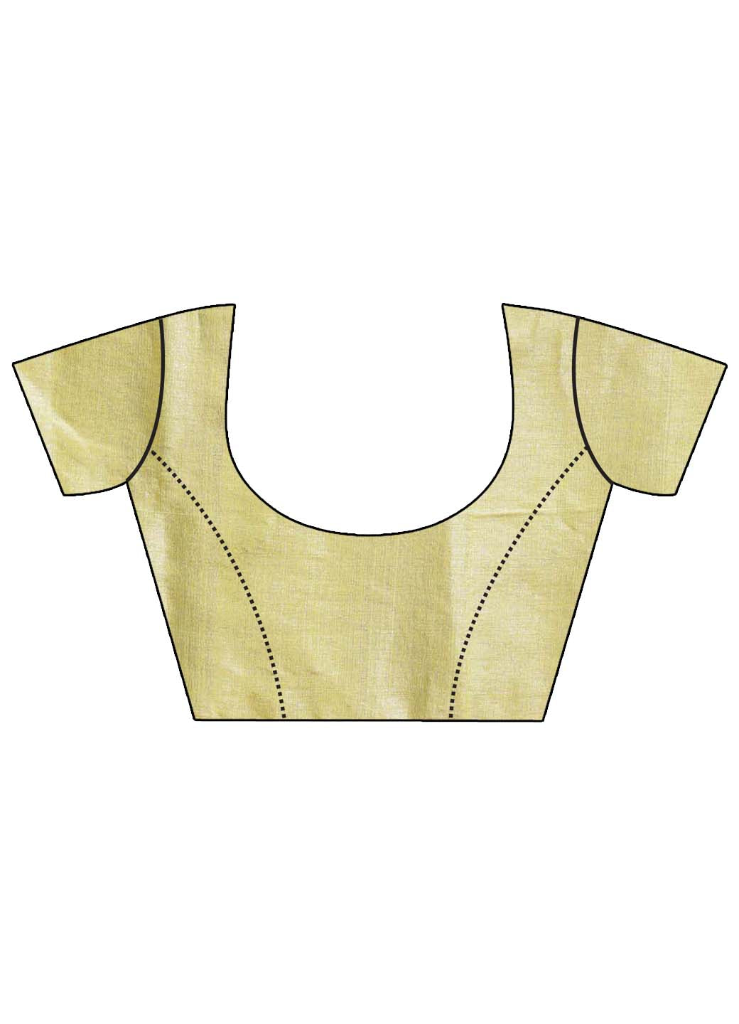 Indethnic Yellow Color Blocked Party Wear - Blouse Piece View