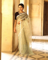 VERDANT GRACE (BENGAL HANDLOOM ART SILK SAREE)