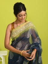 BLUE ENIGMA (BAGRU SILK COTTON SAREE)