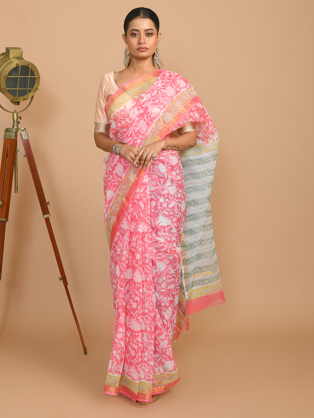 Bagru Pink Printed Work Wear