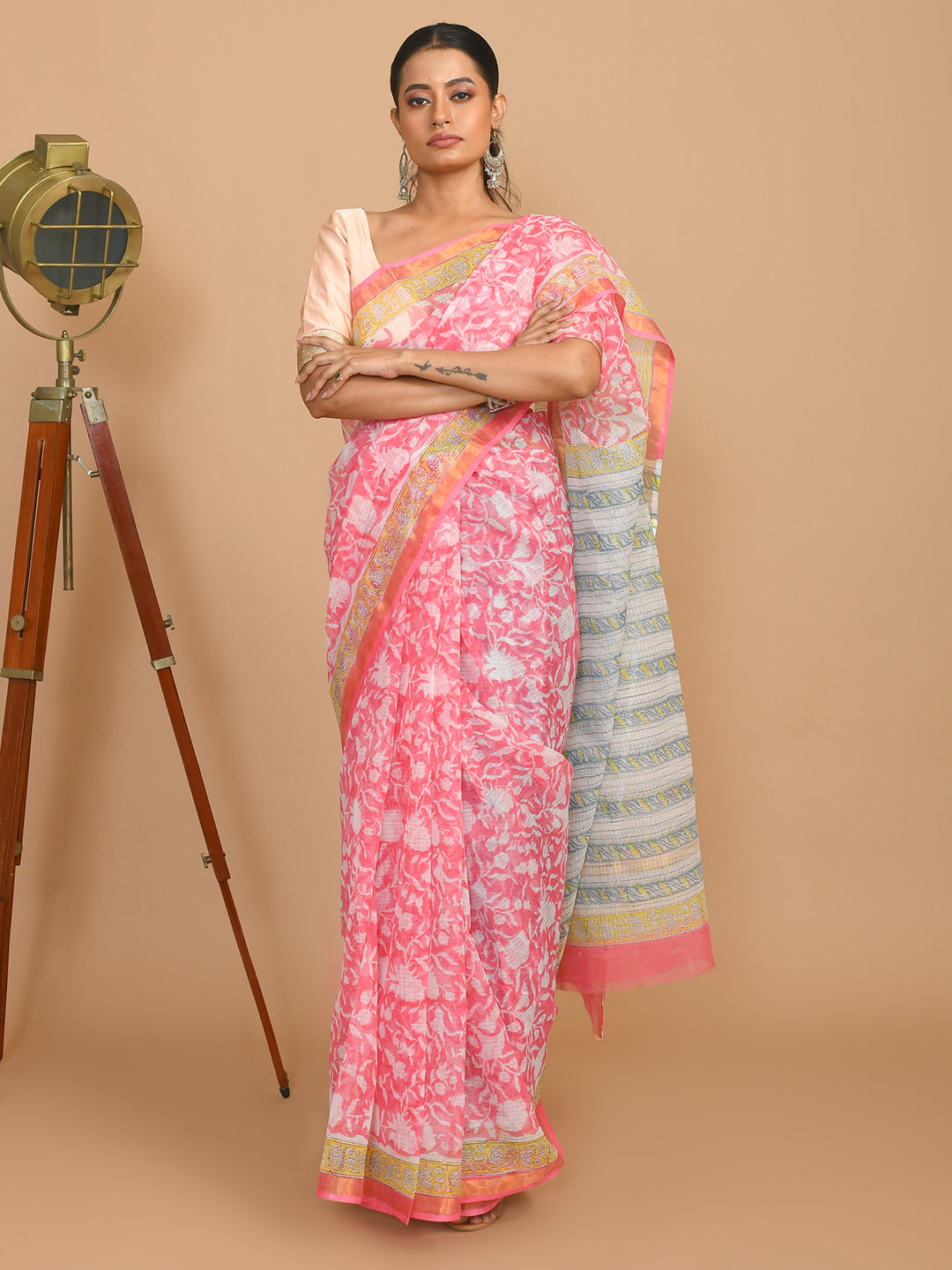 Bagru Pink Printed Work Wear