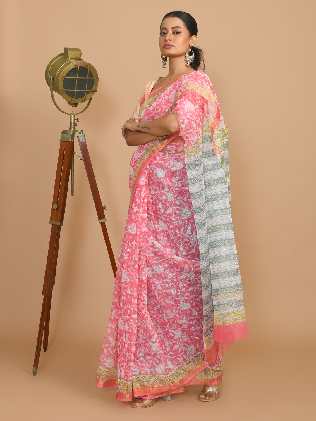 Bagru Pink Printed Work Wear