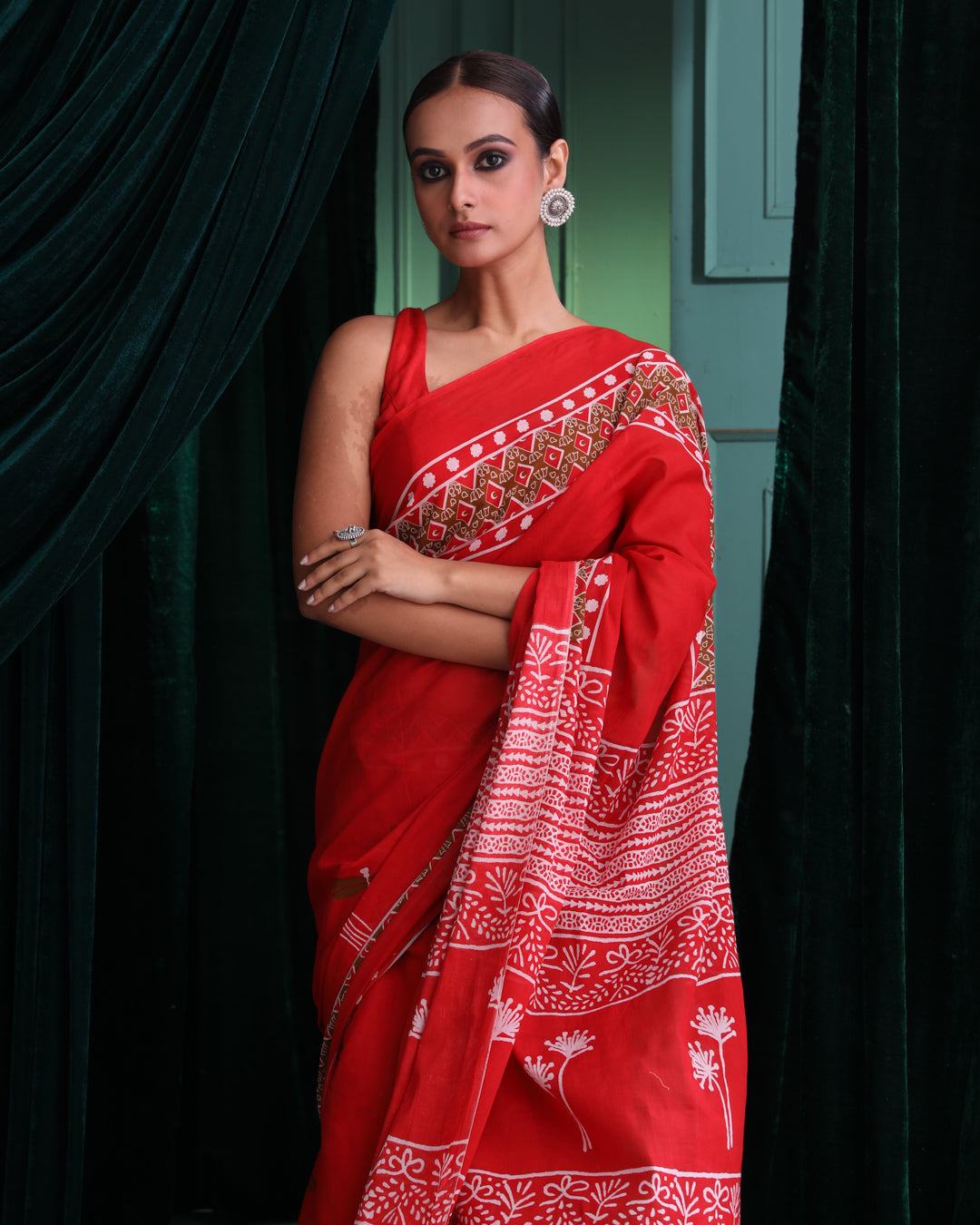 Bagru Red Printed Work Wear