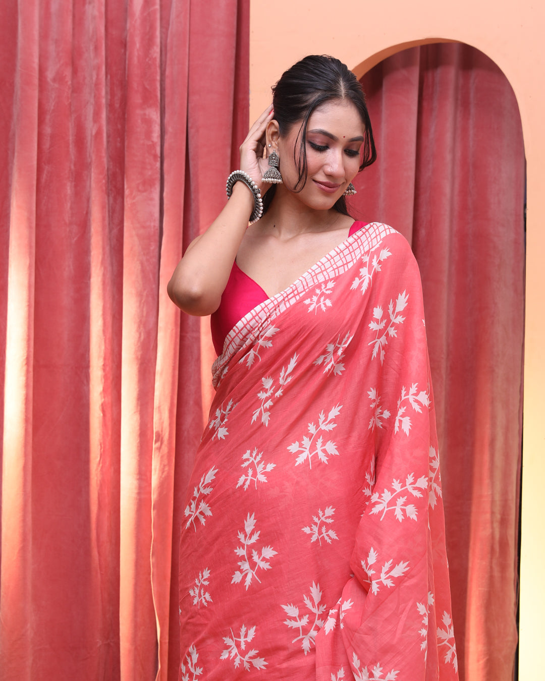 Bagru Pink Printed Work Wear