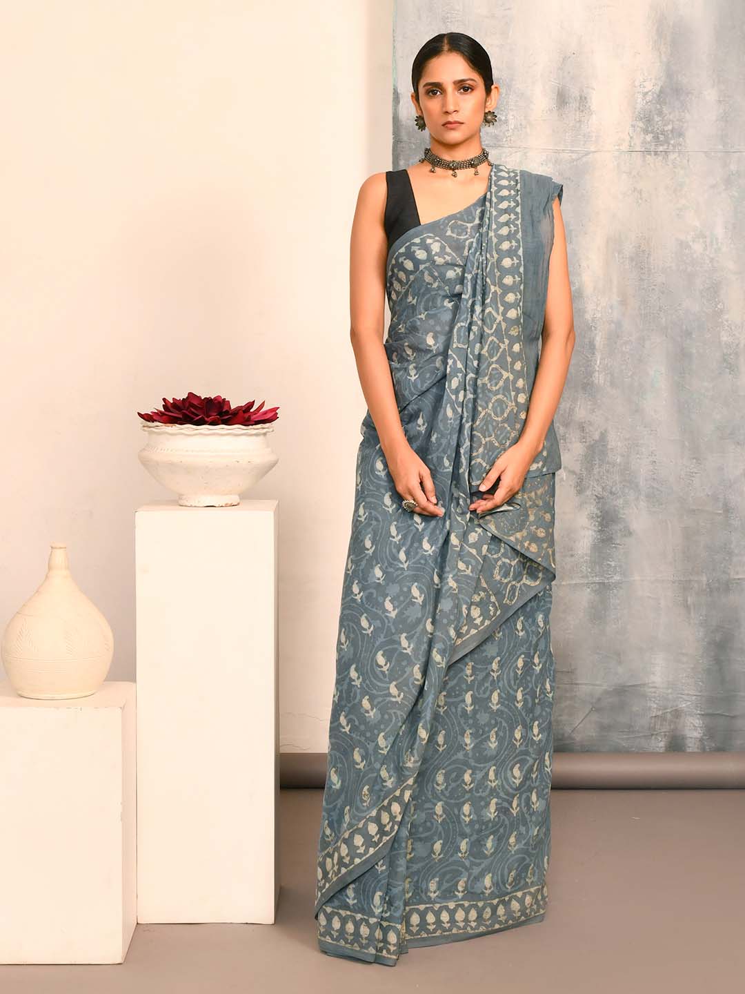 BAGRU BLUE (SAREE)