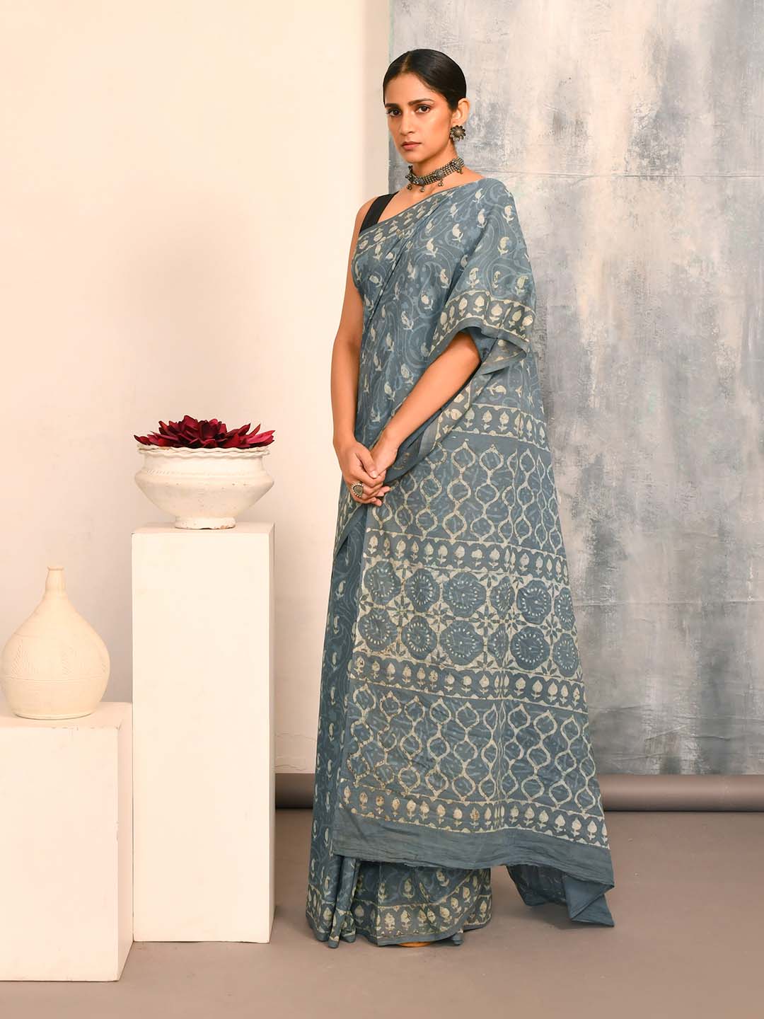 BAGRU BLUE (SAREE)