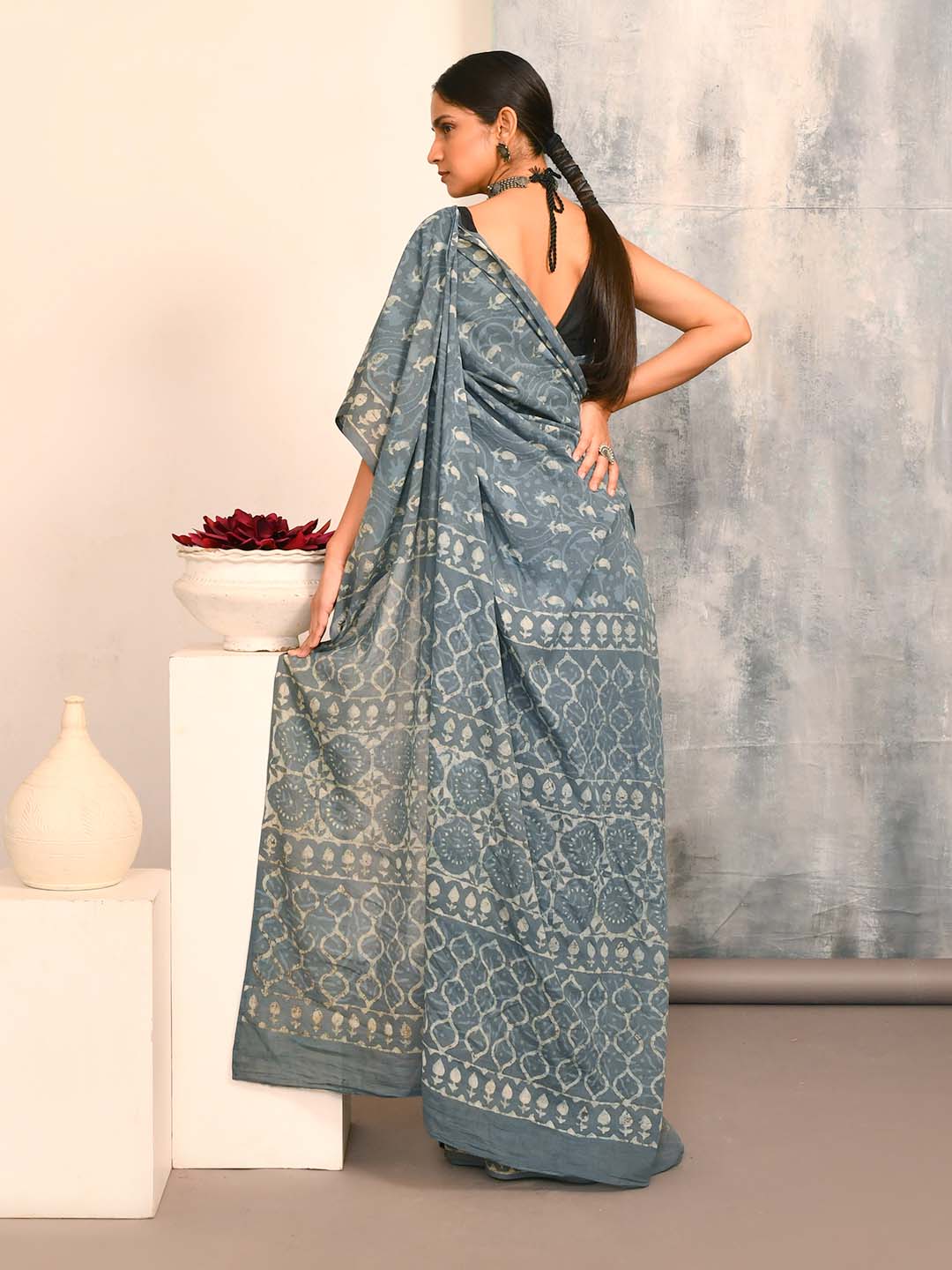 BAGRU BLUE (SAREE)