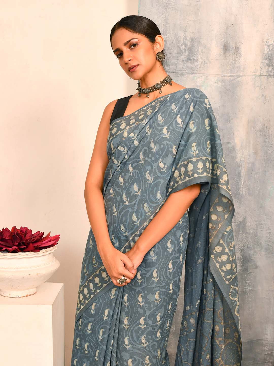 BAGRU BLUE (SAREE)