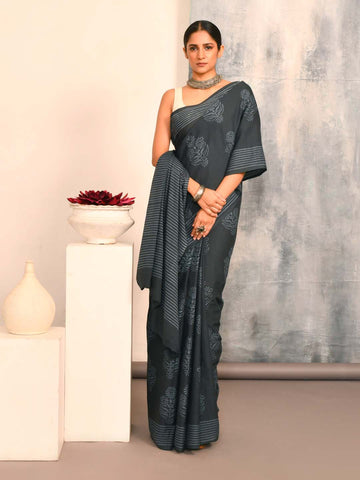 AZURE ECHOES (BAGRU 100% PURE COTTON SAREE)