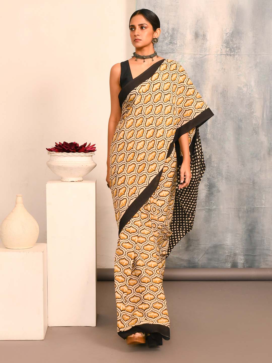 Bagru Yellow Printed Work Wear