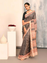 MIDNIGHT ECHO (BAGRU SILK COTTON SAREE)