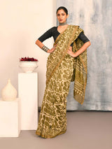 EMERALD ENCHANTMENT (BAGRU SILK COTTON SAREE)