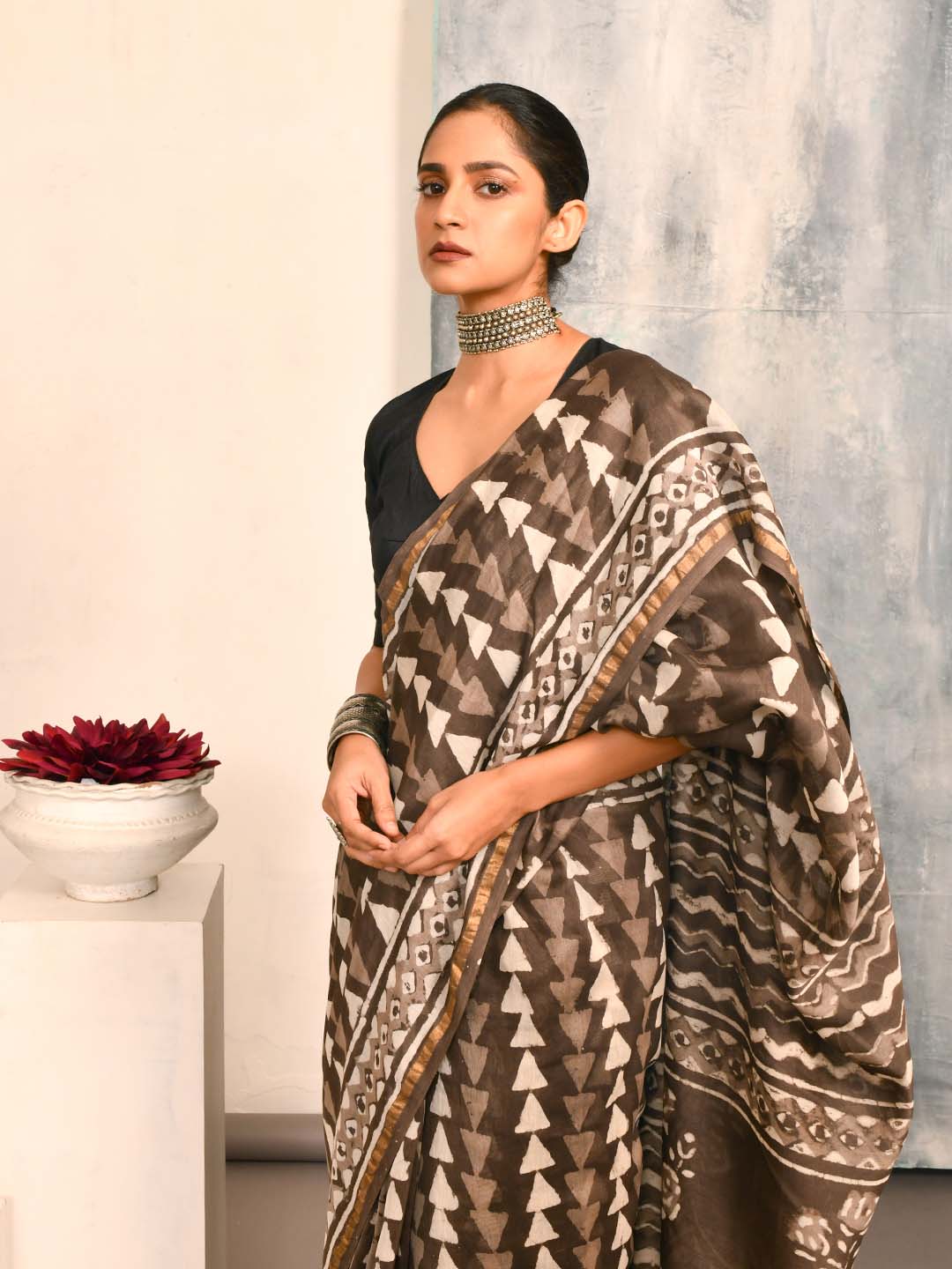 Bagru Grey Printed Work Wear