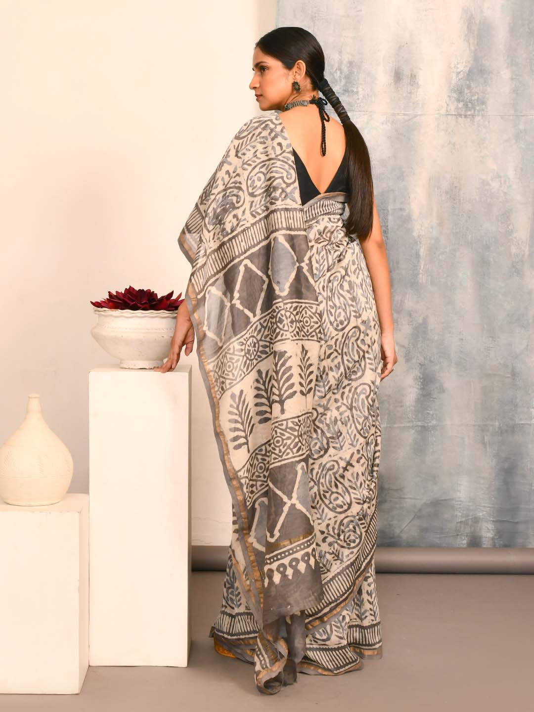 Bagru Grey Printed Work Wear