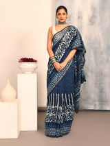 INDIGO REVERIE (BAGRU SILK COTTON SAREE)