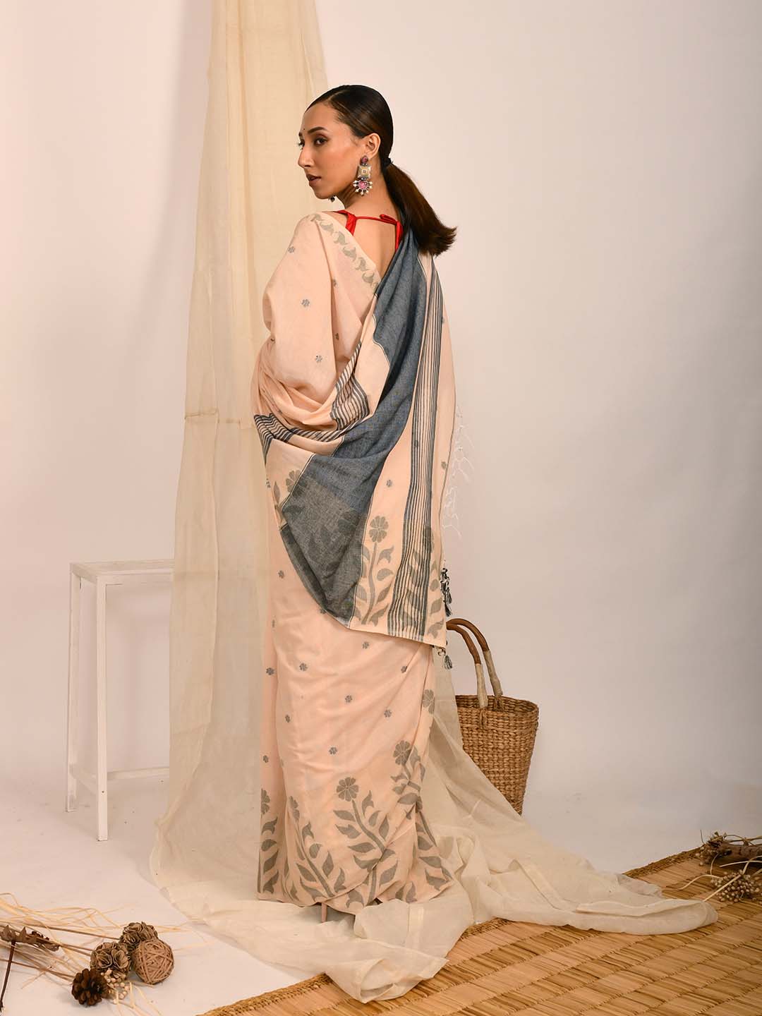 Jamdani Beige Woven Design Work Wear