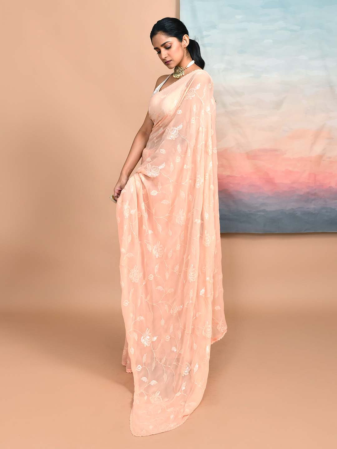 PEACH BLOSSOM (DESIGNER MODAL SILK SAREE)