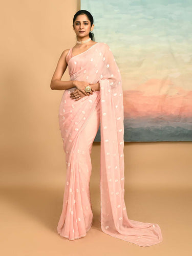 Pink Embroidered Party Wear