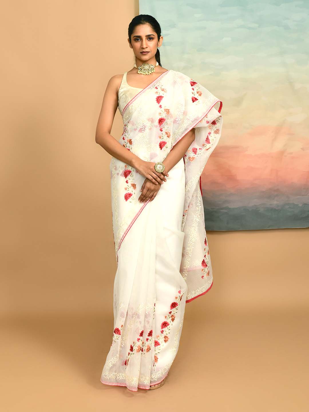 Kota White Embroidered Party Wear