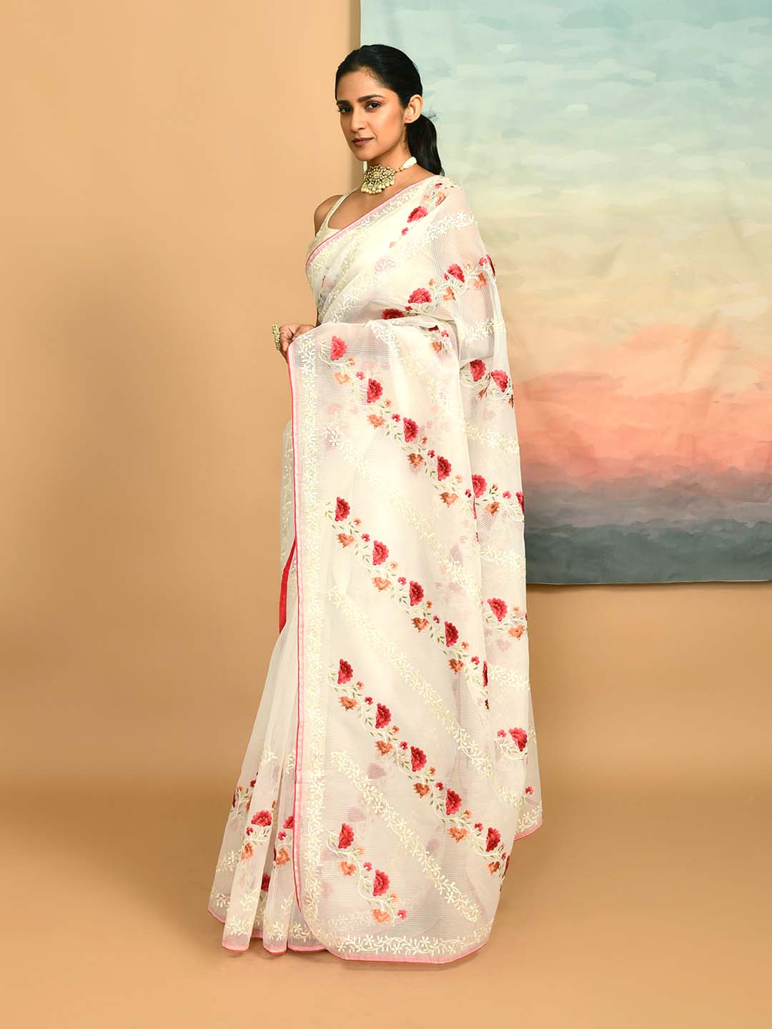 Kota White Embroidered Party Wear