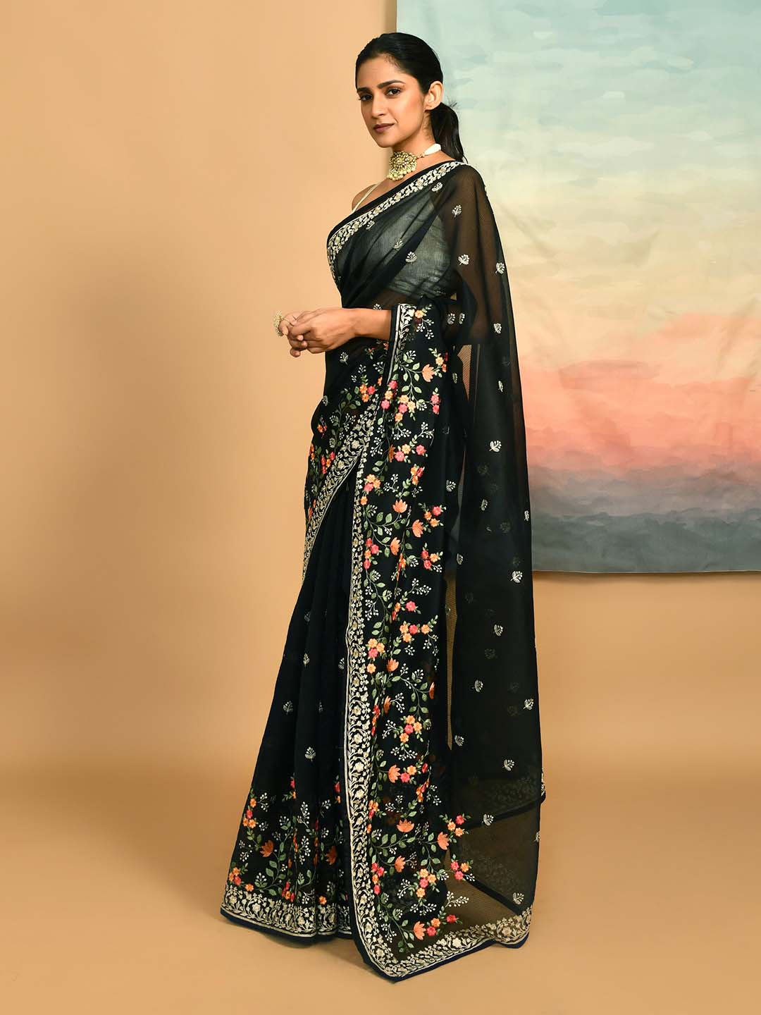 Kota Black Embroidered Party Wear