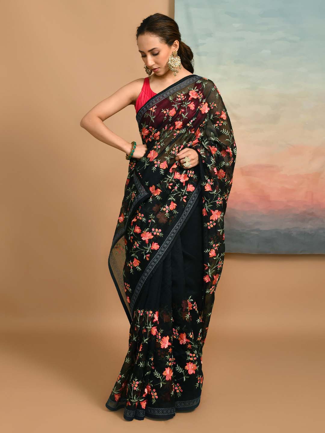 Kota Black Embroidered Party Wear