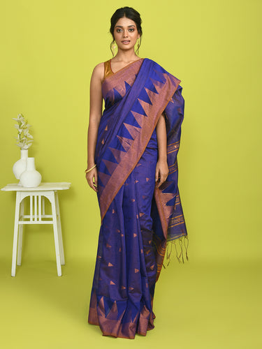 Jamdani Blue Woven Design Traditional Wear
