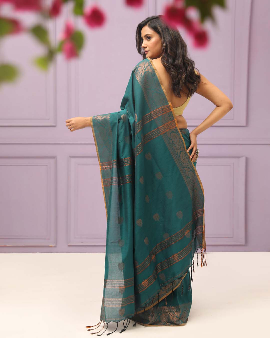 EMERALD WHISPER (HANDLOOM COTTON BLEND SAREE)