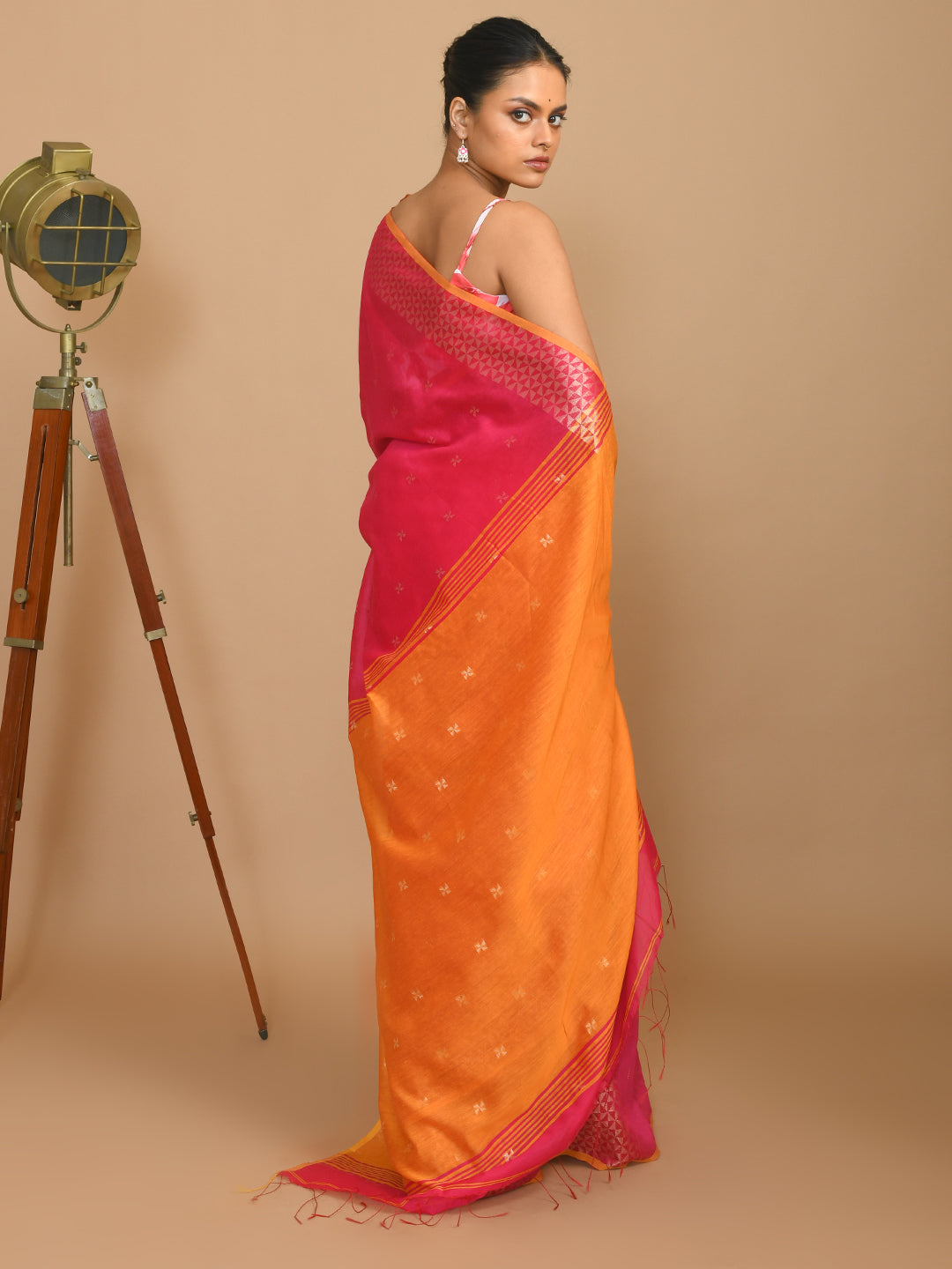 Jamdani Pink Woven Design Traditional Wear